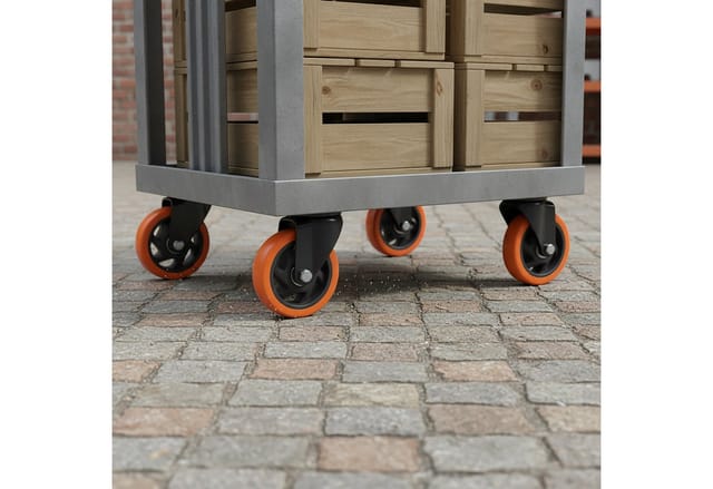 Relaxdays Lenkrollen 4er Set Stahl Kunststoff Schwarz Orange mit Bremse 50 mm