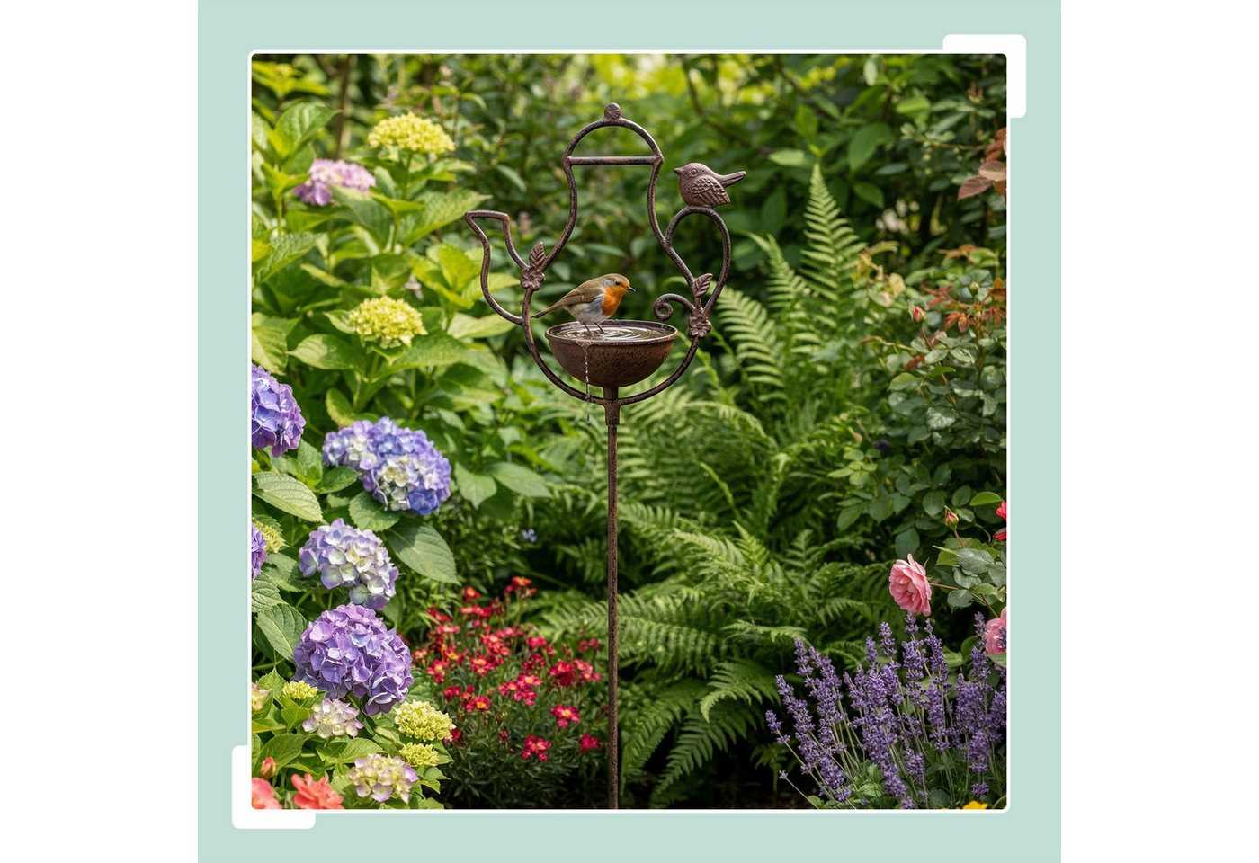 Relaxdays Vogeltränke Gusseisen Braun Wetterfest Frostsicher mit Erdspieß 86 cm x 27 cm x 13 cm 1,1 kg Bild 2
