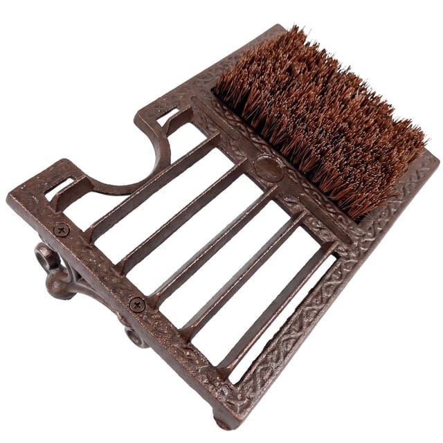Relaxdays Schuhabstreifer Gusseisen Braun Geneigt Schwer mit Schuhauszieher 12 cm x 33 cm x 22 cm 2,6 kg