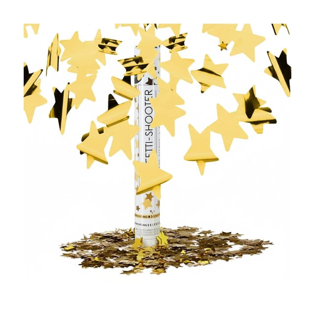 Relaxdays Partypopper Sternenregen Gold 40 cm x 5 cm x 5 cm 0,15 kg