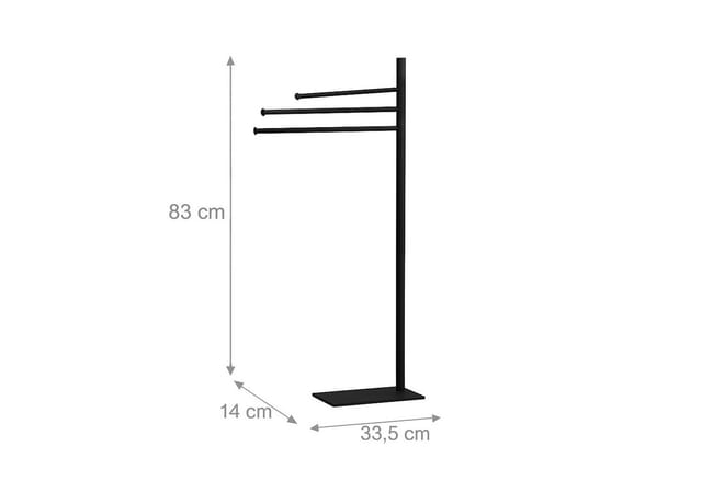 Relaxdays Handtuchständer Edelstahl Schwarz Mit 3 Stangen 83 x 33,5 x 14 cm 1,5 kg