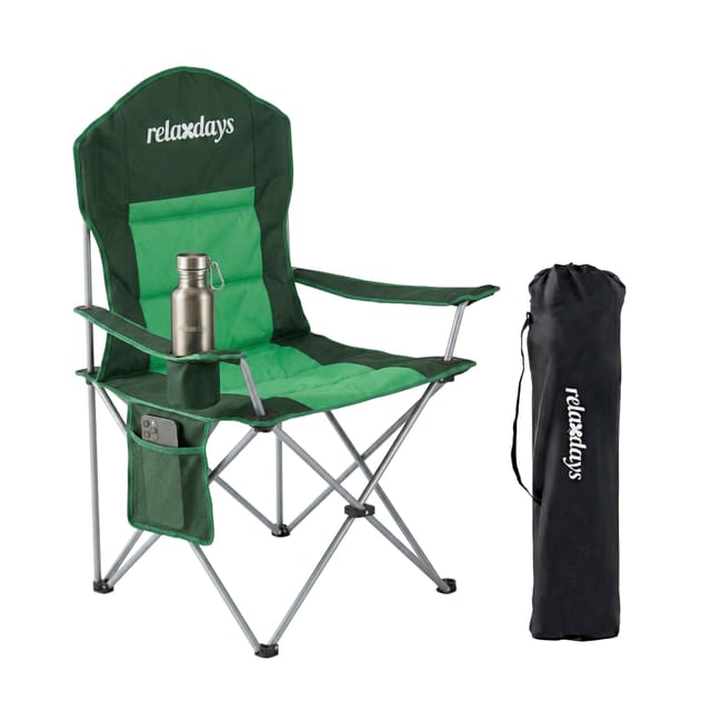 Relaxdays Campingstuhl Stahl Grün Faltbar 108 cm x 86 cm x 61 cm