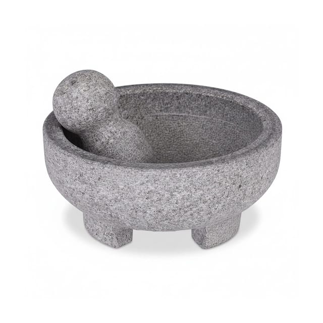 Relaxdays Mörser mit Stößel Granit Grau Schwer 9 cm x 20 cm 3,1 kg