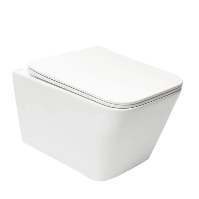 Swiss Aqua Technologies Wand WC Spülrandlos mit SoftClose TakeOff WC-Sitz Weiß