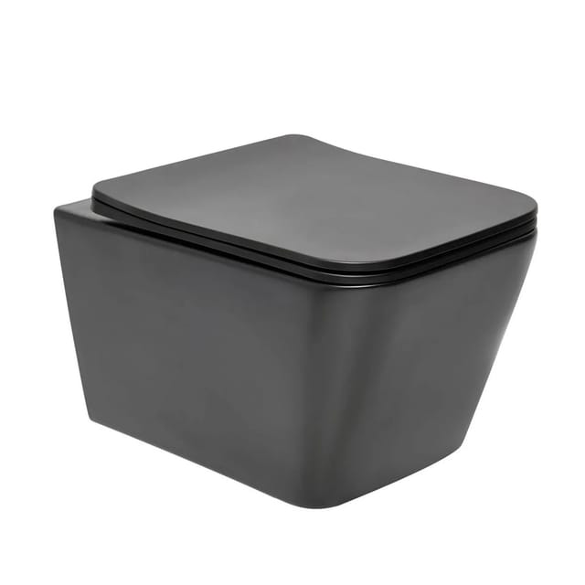 Swiss Aqua Technologies Wand WC Spülrandlos mit SoftClose TakeOff WC-Sitz Schwarz Matt