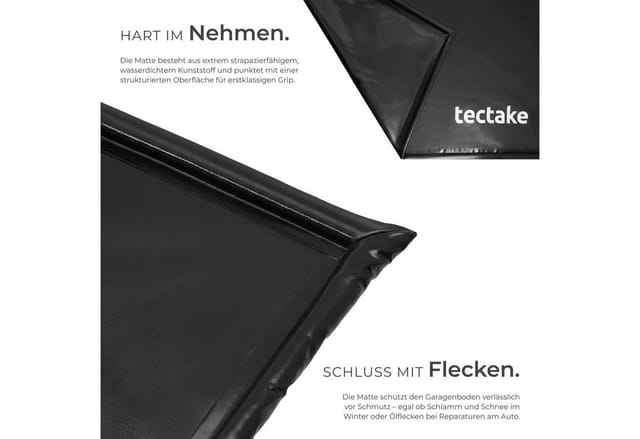 Tectake Garagenbodenmatte 2 4 x 5 5 M Rutschfest und Wasserdicht 2 4 x 5 5 M 550 x 240 x 3 cm Schwarz