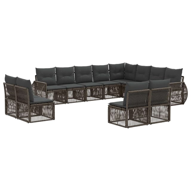 vidaXL Gartensofa-Set 12-Tlg Grau und Dunkelgrau Poly-Rattan 3435575