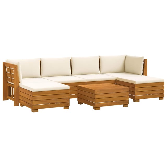 vidaXL Outdoor-Sofagarnitur mit Kissen 7 Stück Braun Massivholz Akazie 3403091
