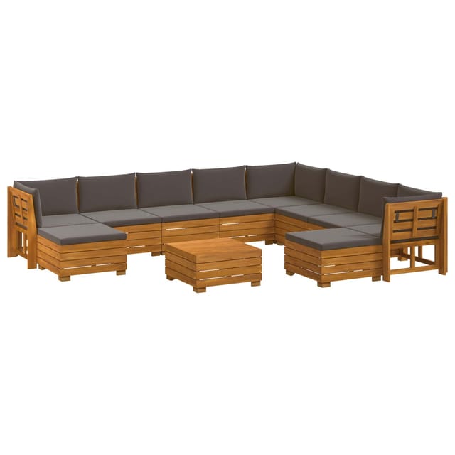 vidaXL Outdoor-Sofagarnitur 11 Stück Braun Massivholz Akazie 3403110