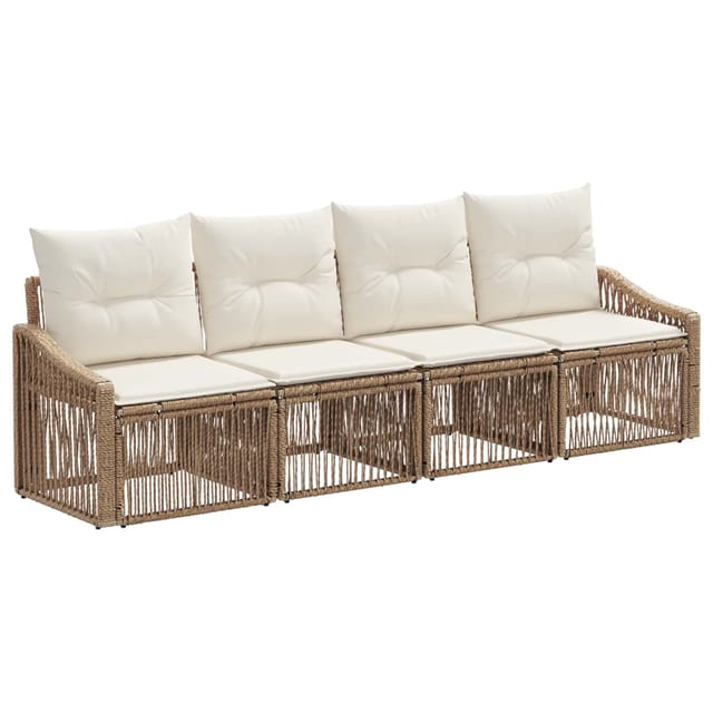 vidaXL Gartensofa-Set 4-Tlg Beige Poly-Rattan 3435930