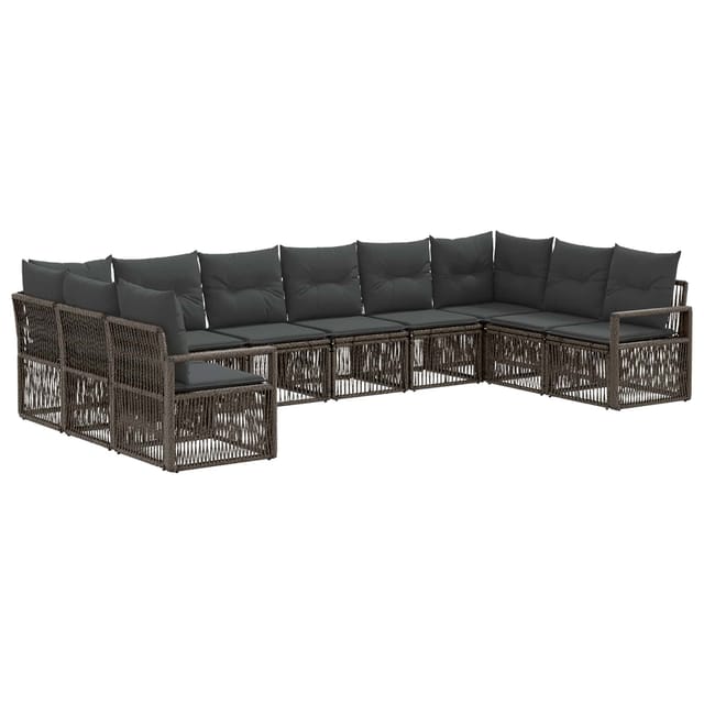 vidaXL Gartensofa-Set 10-Tlg Grau Poly-Rattan 3435821