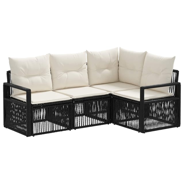 vidaXL Gartensofa-Set 4-Tlg Schwarz Poly-Rattan 3435703