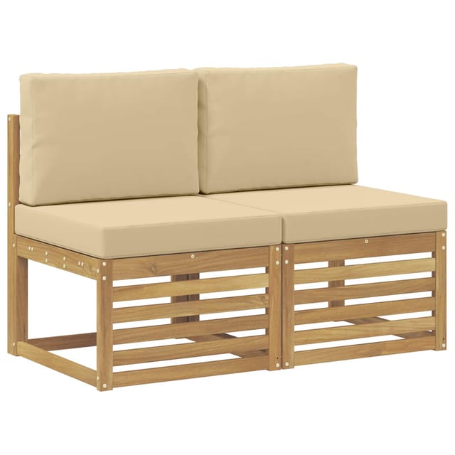 vidaXL 2 Stück Outdoor Mittelsofa Massivholz Akazie Weiß 901502