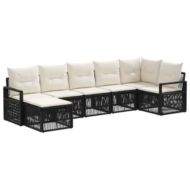vidaXL Gartensofa-Set 7-Tlg Schwarz Poly-Rattan 3435784