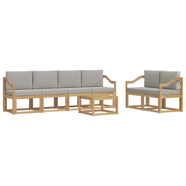 vidaXL Outdoor-Sofagarnitur 7-Tlg Weiß und Hellgrau 59 x 59 x 37 cm 3387295