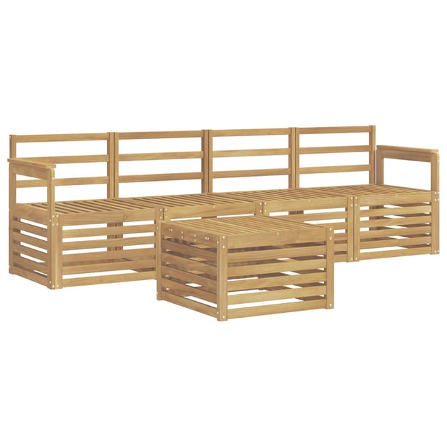 vidaXL Outdoor-Sofagarnitur 5-Tlg Weiß Massivholz Akazie 3391339