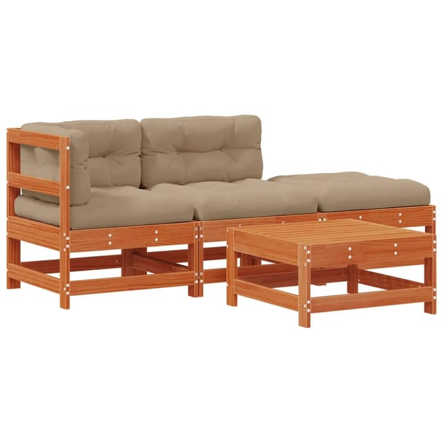 vidaXL Garten-Lounge-Set 4 Stk Wachsbraun Massives Kiefernholz 3418097