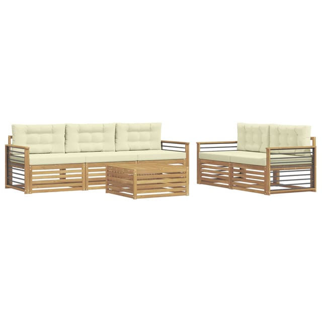 vidaXL Outdoor-Sofagarnitur 6 Stk Weiß und Creme 3390055