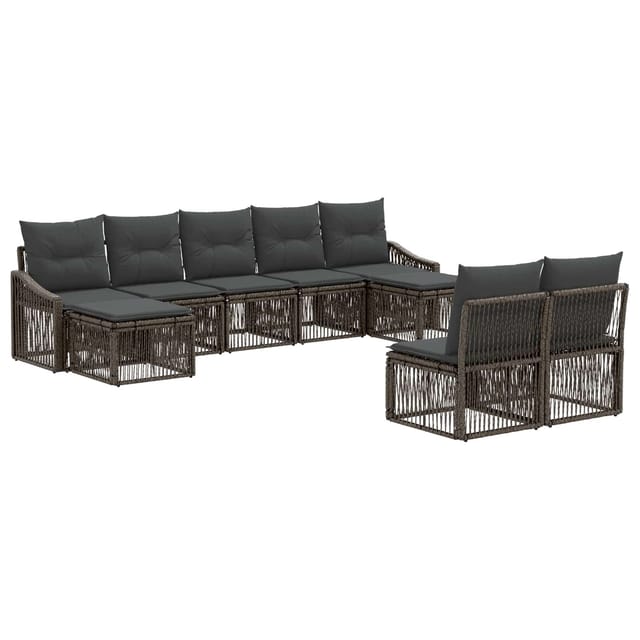 vidaXL Gartensofa-Set 9-Tlg Grau Poly-Rattan 3436121