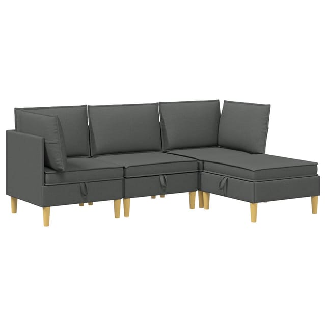 vidaXL Wohnzimmergarnitur mit Kissen 4 Stk Dunkelgrau Stoff 3413680