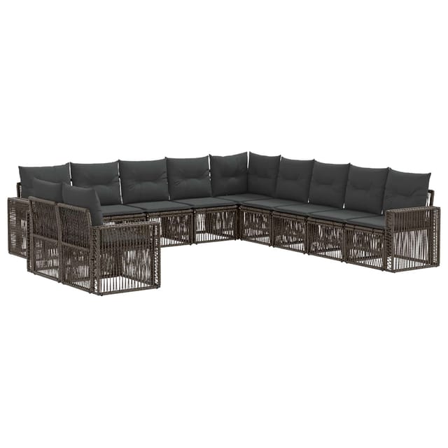 vidaXL Gartensofa-Set 11-Tlg Grau und Dunkelgrau Poly-Rattan 3435176