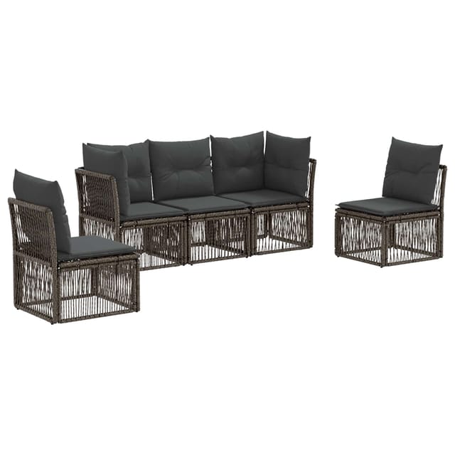vidaXL Gartensofa-Set 5-Tlg Grau Poly-Rattan 3434153