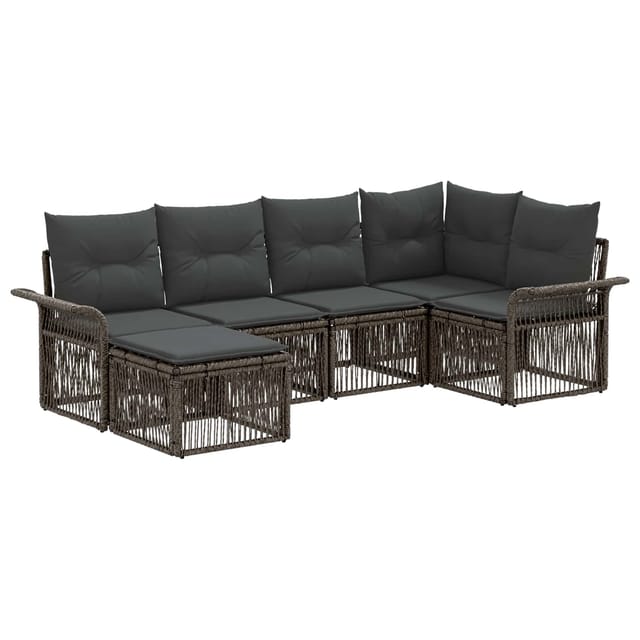 vidaXL Gartensofa-Set 6-Tlg Grau Poly-Rattan 3434897