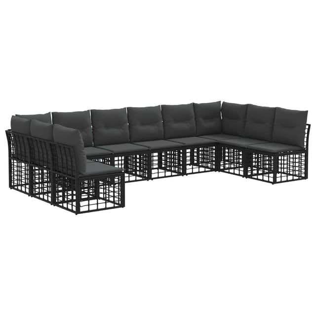 vidaXL Outdoor-Sofagarnitur Schwarz Polyester 3437541