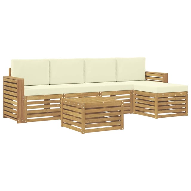 vidaXL Outdoor-Sofagarnitur 6-Tlg Weiß und Creme 59 x 59 x 37 cm 3391720