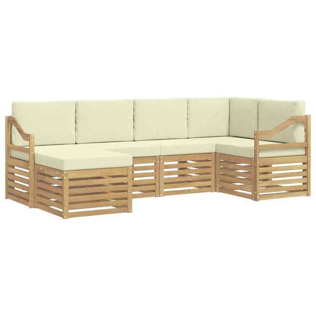 vidaXL Outdoor-Sofagarnitur 6-Tlg Weiß und Creme Polyester 3392130