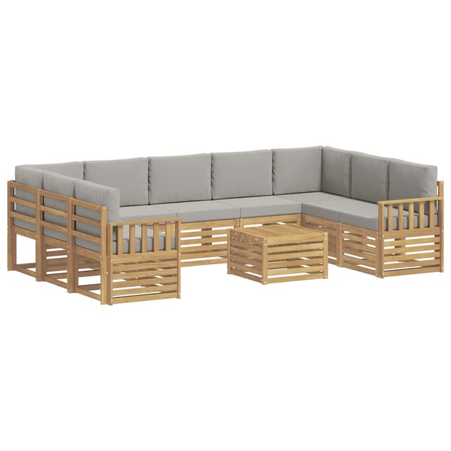 vidaXL Outdoor-Sofagarnitur 8-Tlg Weiß und Hellgrau 59 x 59 x 37 cm 3392536