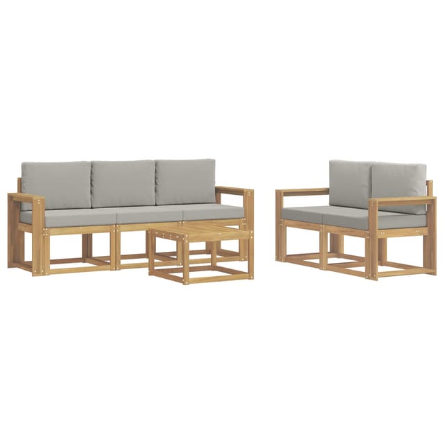 vidaXL Outdoor-Sofagarnitur 6-Tlg Weiß und Hellgrau 59 x 59 x 37 cm 3387250