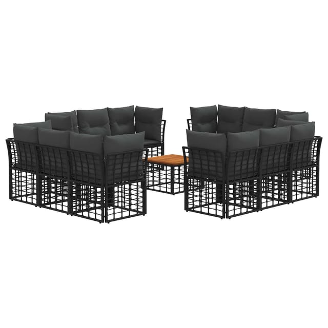 vidaXL Outdoor-Sofagarnitur 13 Stk Schwarz und Dunkelgrau Polyester 3437423