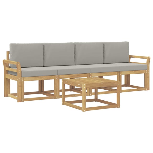 vidaXL Outdoor-Sofagarnitur 5-Tlg Weiß und Hellgrau 59 x 59 x 37 cm 3387210