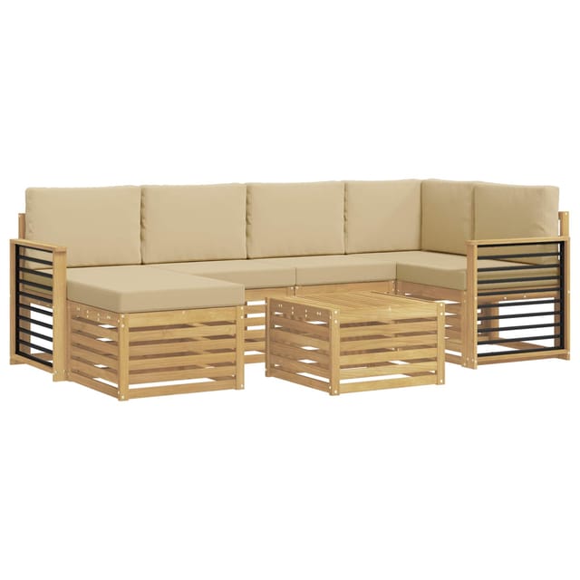 vidaXL Outdoor-Sofagarnitur 7 Stk Weiß und Beige Polyester 3392168