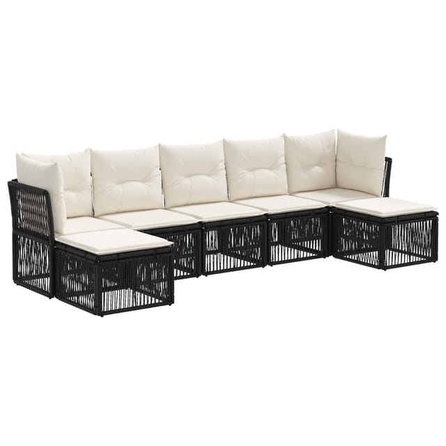 vidaXL Gartensofa-Set 7-Tlg Schwarz Poly-Rattan 3434308