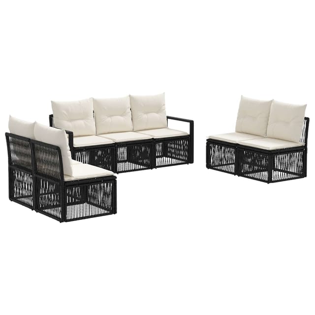 vidaXL Gartensofa-Set 7-Tlg Schwarz Poly-Rattan 3435679