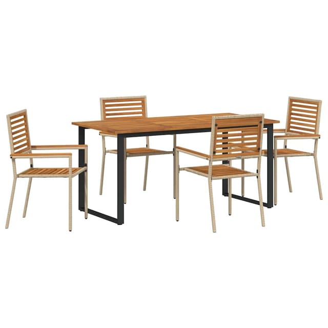 vidaXL Garten Essgruppe 5-Tlg Beige Massivholz Akazie 3365459