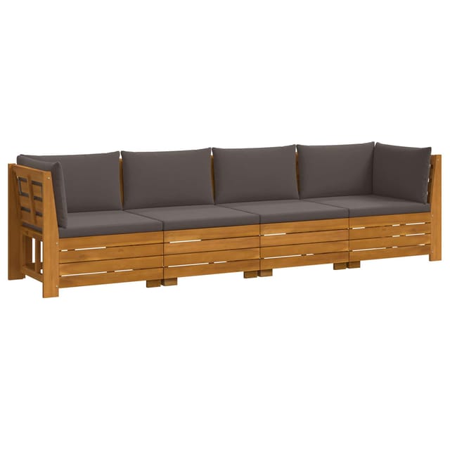 vidaXL Outdoor-Sofagarnitur mit Kissen 4 Stück Braun Massivholz Akazie 3403107