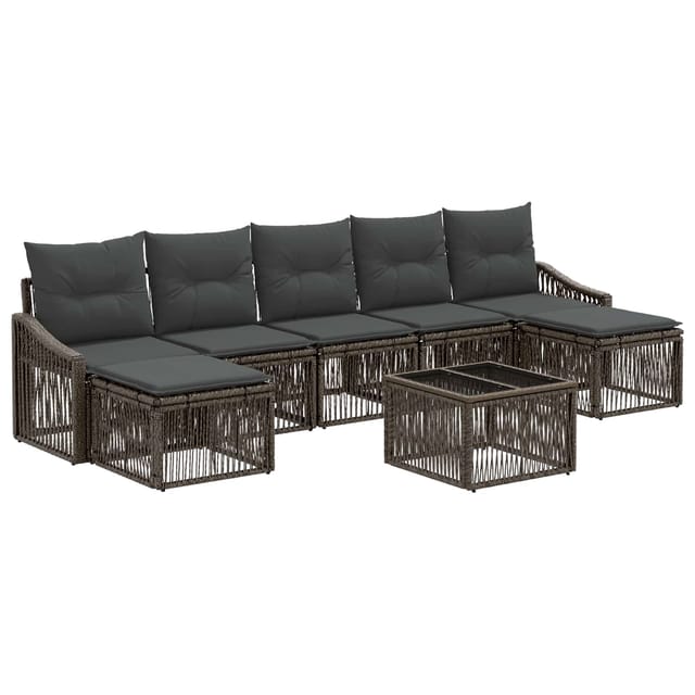 vidaXL Gartensofa-set 8 Stk Grau Poly-Rattan 3436094