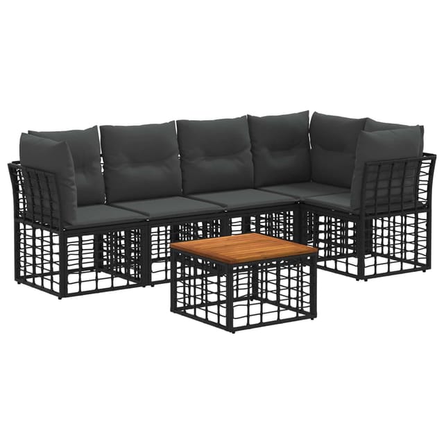 vidaXL Outdoor-Sofagarnitur 6 Stk Schwarz und Dunkelgrau Polyester 3437469