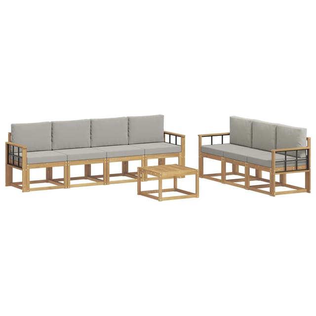 vidaXL Outdoor-Sofagarnitur 8-Tlg Weiß und Hellgrau 59 x 59 x 37 cm 3387360