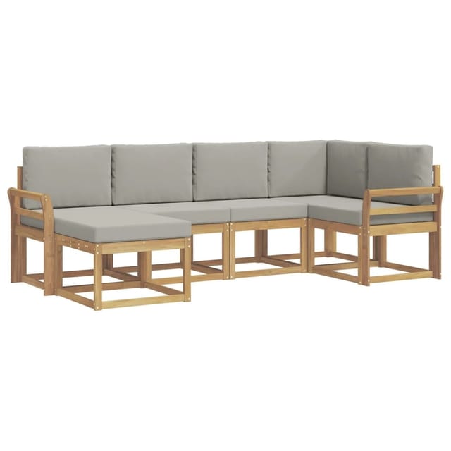 vidaXL Outdoor-Sofagarnitur 6-Tlg Weiß und Hellgrau 3387875