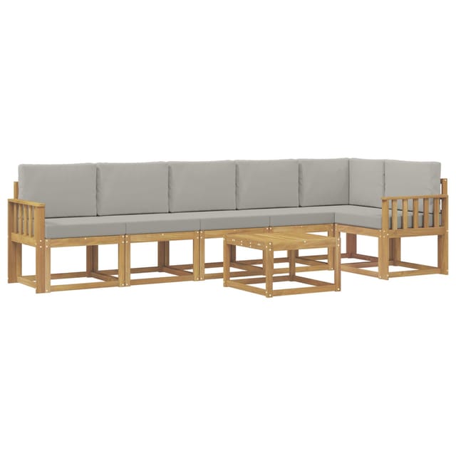 vidaXL Outdoor-Sofagarnitur mit Kissen 7-Tlg Weiß und Hellgrau 3387730