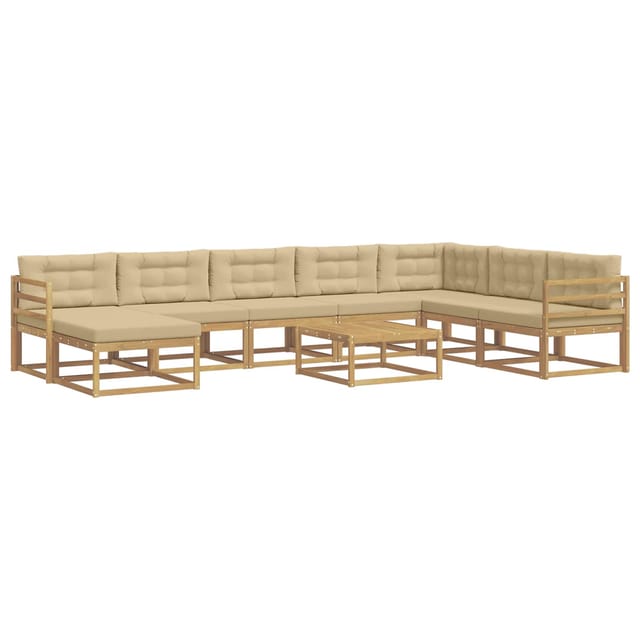 vidaXL Outdoor-Sofagarnitur 9 Stk Weiß und Beige 3386887