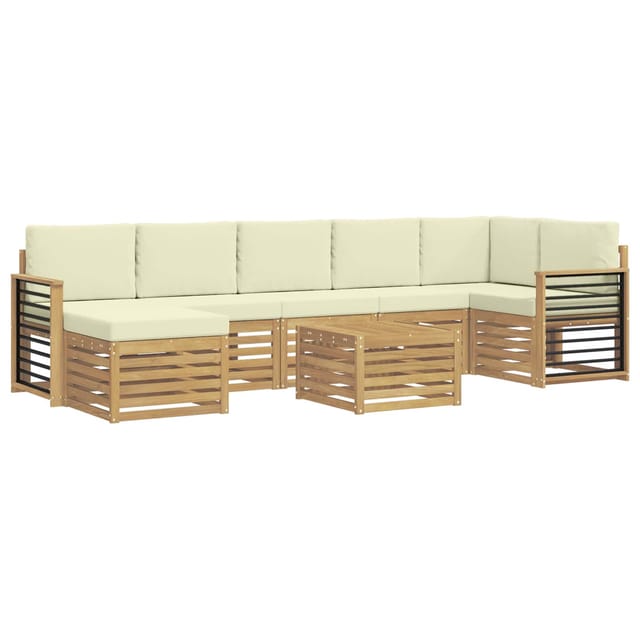 vidaXL Outdoor-Sofagarnitur 8-Tlg Weiß und Creme 59 x 59 x 37 cm 3392245
