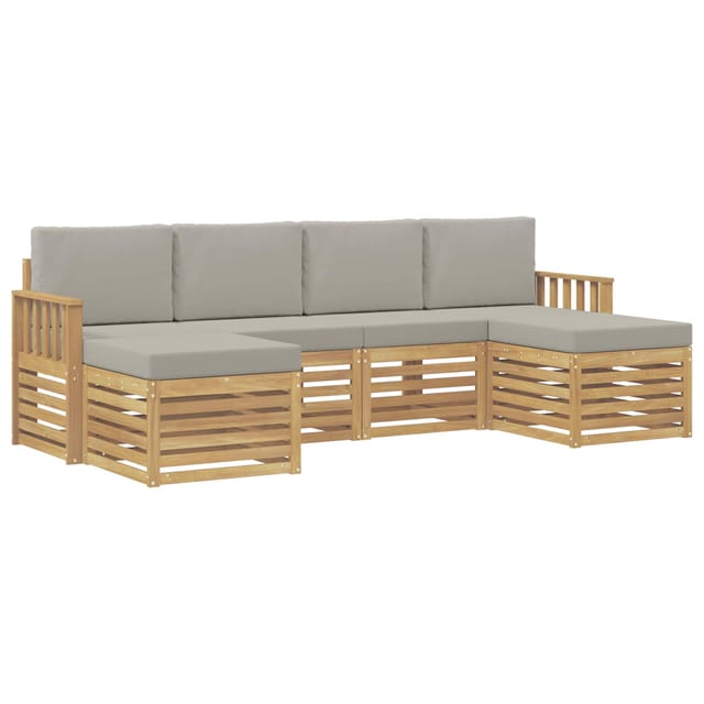 vidaXL Outdoor-Sofagarnitur 5-Tlg Weiß und Hellgrau 3392266