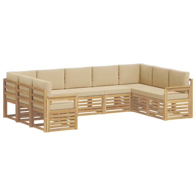 vidaXL Outdoor-Sofagarnitur 7-Tlg Weiß und Beige 304 x 128,5 x 73 cm 3392493