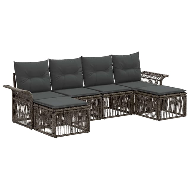 vidaXL Gartensofa-Set 6-Tlg Grau Poly-Rattan 3434909