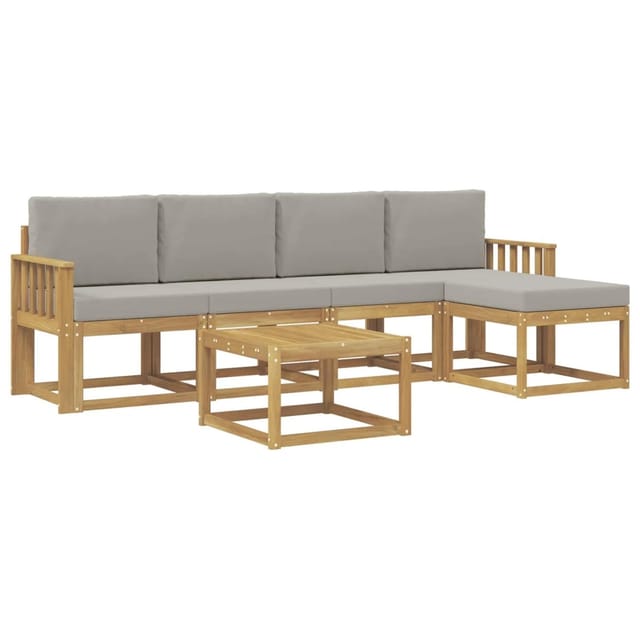 vidaXL Outdoor-Sofagarnitur 6-Tlg Weiß und Hellgrau 59 x 59 x 37 cm 3387520